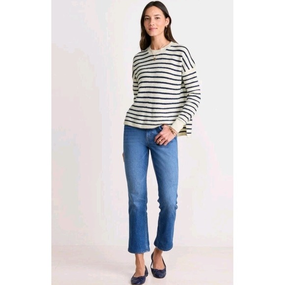 Vineyard Vines Women Organic Cotton Cropped Cardigan Striped Marsh Navy L - Picture 3 of 11